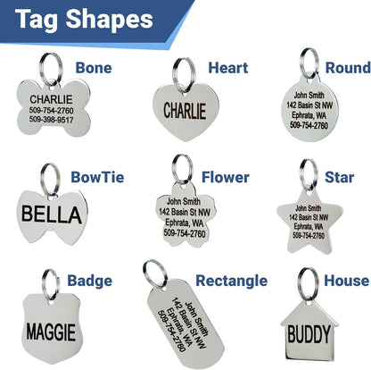 Stainless Steel Pet ID Tags, Personalized Dog Tags and Cat Tags