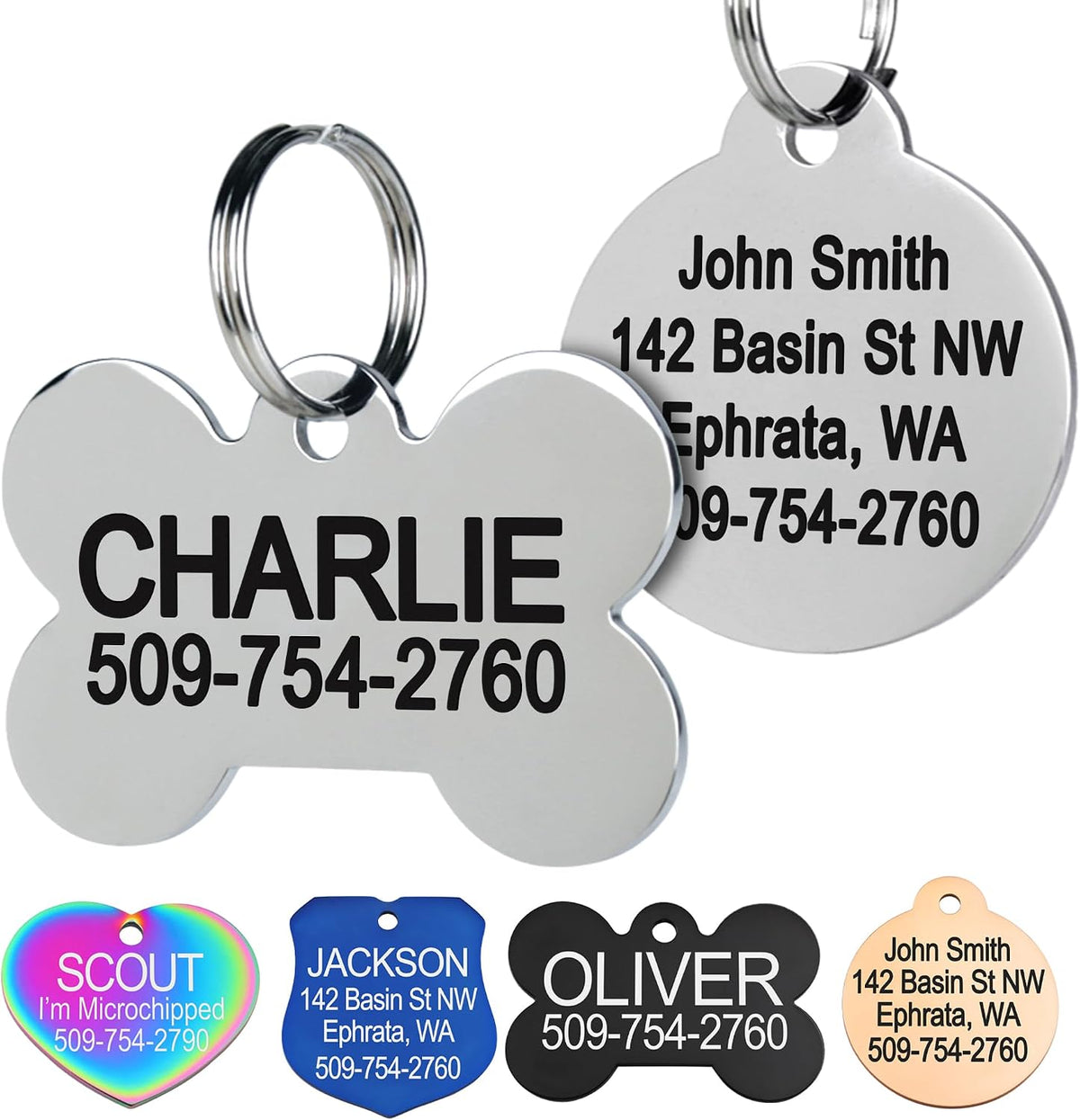 Stainless Steel Pet ID Tags, Personalized Dog Tags and Cat Tags